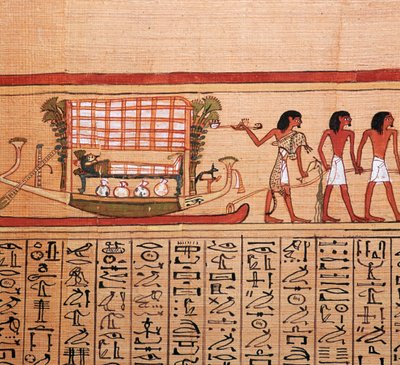 Papyrus égyptien représentant le transport de la momie à la nécropole, 13ème siècle av. J.-C. - Unbekannt