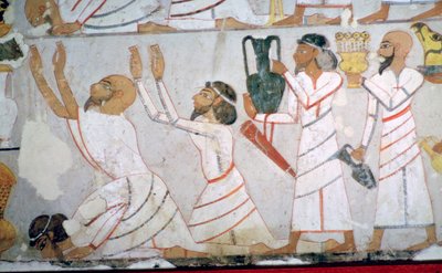Peinture murale égyptienne montrant la présentation du tribut par des envoyés sémites - Unbekannt