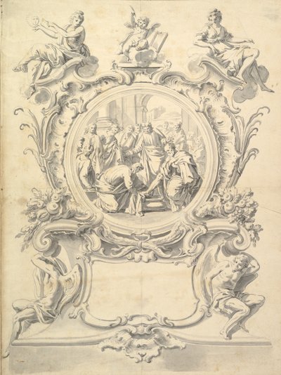 Médaillon élaboré de Christ lavant les pieds des apôtres - Unbekannt