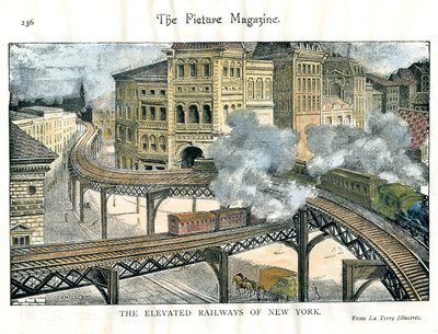 Chemin de fer surélevé à New York, du The Picture Magazine, 19ème siècle - Unbekannt