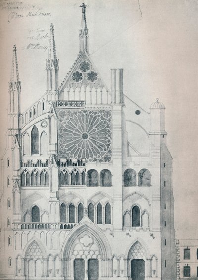 Élévation du transept nord, abbaye de Westminster, montrant la découpe avec le projet de restauration de Wren - Unbekannt