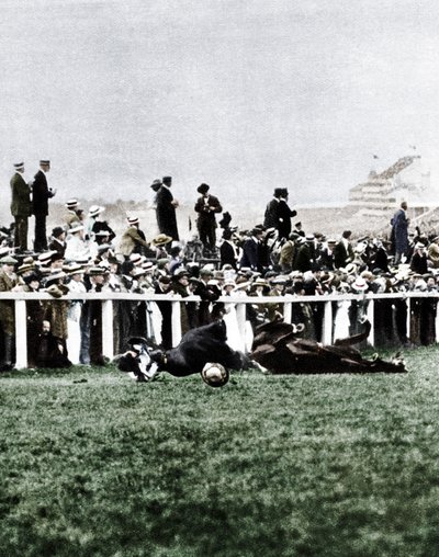 Emily Davison se jetant devant le cheval du roi pendant le Derby, Epsom, Surrey, 1913 - Unbekannt