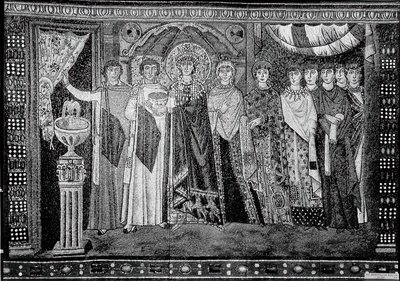 Impératrice Théodora et membres de sa cour, byzantin, début du 20e siècle original daté du 6e siècle - Unbekannt