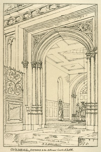 Entrée des différents tribunaux, Guildhall, Londres, juin 1815 - Unbekannt