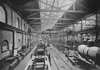 Atelier de montage, London and North-Western Railway Works, Crewe, vers 1896 - Unbekannt