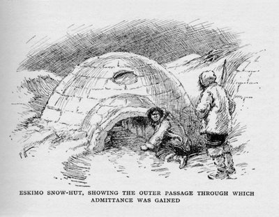 Igloo esquimau, montrant le passage extérieur par lequel on entrait - Unbekannt