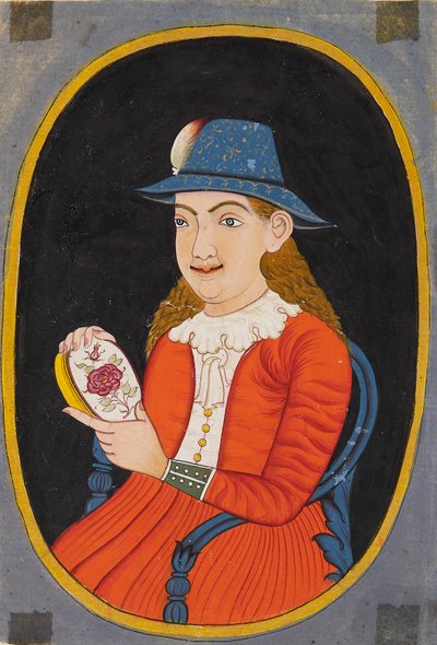 Femme européenne, probablement hollandaise, tenant une boîte émaillée, 18e-19e siècle - Unbekannt