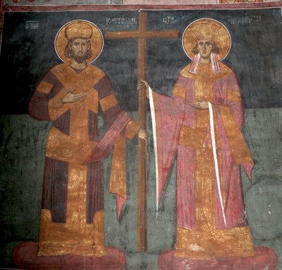 Exaltation de la Croix. Saints Constantin le Grand et Hélène, vers 1350 - Unbekannt