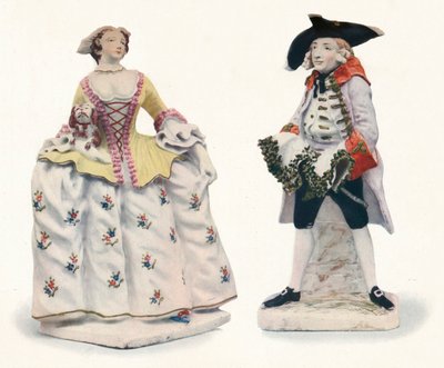 Figurines en porcelaine Bow exceptionnellement rares décorées en couleurs, vers 1750 - Unbekannt