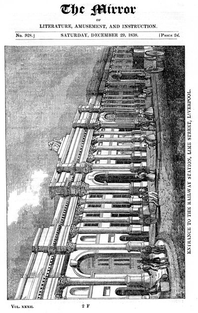 Façade de la gare de Lime Street, Liverpool, 1838 - Unbekannt