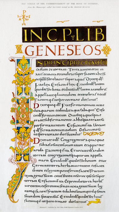 Fac-similé du début du Livre de la Genèse, 1840 - Unbekannt