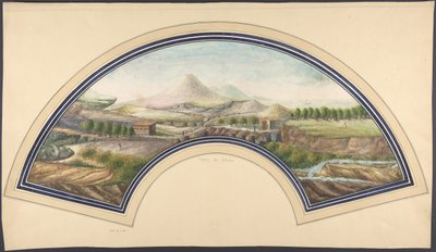 Design de ventilateur avec le mont Vésuve, 19ème siècle - Unbekannt