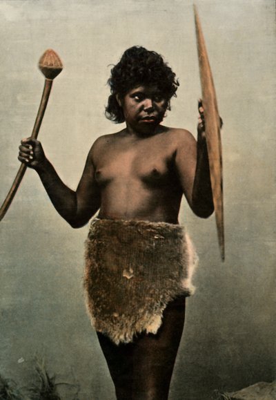 Femme australienne chargée des armes de son mari, 1900 - Unbekannt