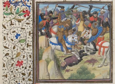 Combat entre chrétiens et Sarrasins sous Saladin. Miniature de l