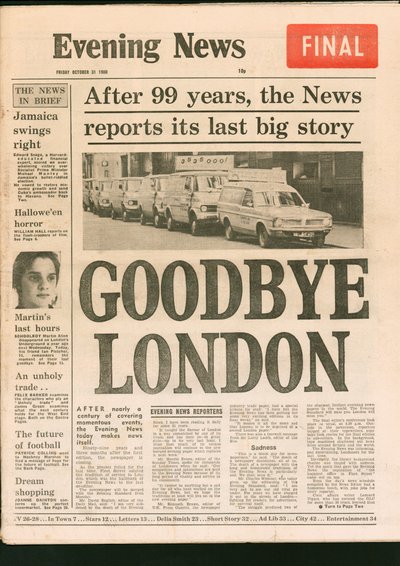 Dernière édition du journal Evening News, 1980 - Unbekannt