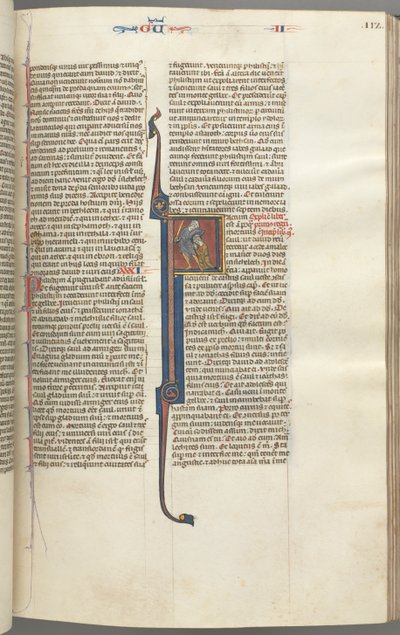 Fol. 112r, Rois II, initiale historiée F, la décapitation de l