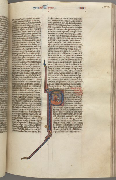 Fol. 136r, Rois IV, initiale historiée P, Achazia tombant d