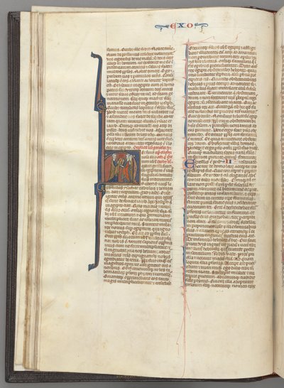 Fol. 20v, Exode, initiale historiée H, Moïse et deux disciples avec les tables de la loi - Unbekannt