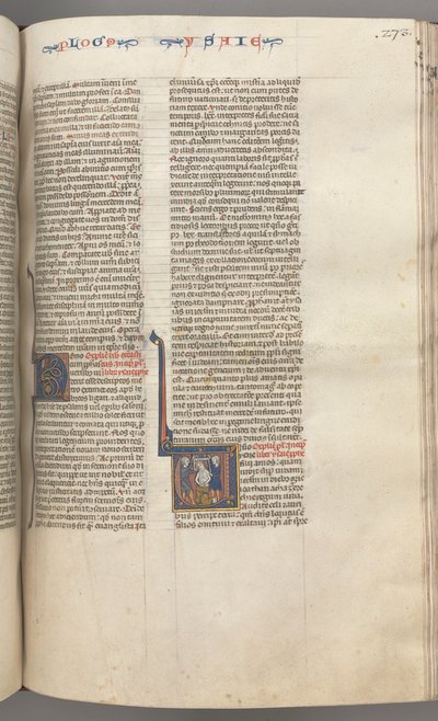 Fol. 273r, Isaïe, initiale historiée V, le martyre d