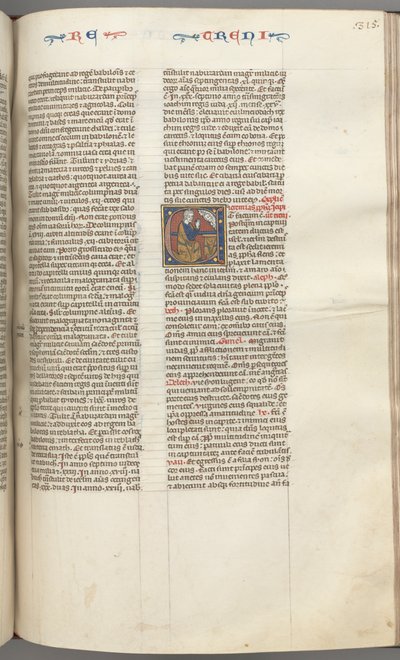 Fol. 315r, Lamentations, initiale historiée E, Jérémie agenouillé priant devant un buste de Dieu, vers 127 - Unbekannt