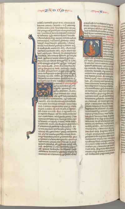 Fol. 354v, Amos, initiale historiée V, Amos agenouillé en prière, buste de Dieu au-dessus, vers 1275-1300 - Unbekannt