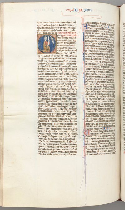 Fol. 360v, Nahum, initiale historiée O, Nahum agenouillé avec un parchemin, buste de Dieu au-dessus, vers 1275-13 - Unbekannt