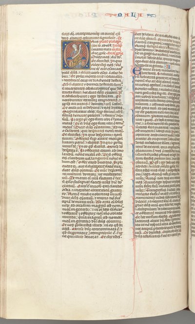 Fol. 368v, Malachie, initiale historiée O, Malachie assis avec un parchemin, c. 1275-1300 - Unbekannt