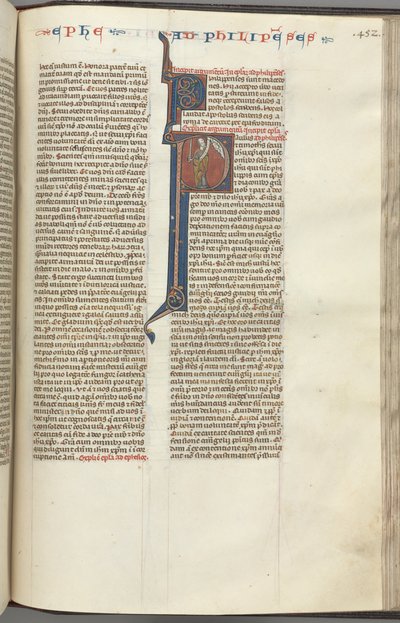 Fol. 452r, Philippiens, initiale historiée P, Paul debout avec une épée et un parchemin, parlant à t - Unbekannt