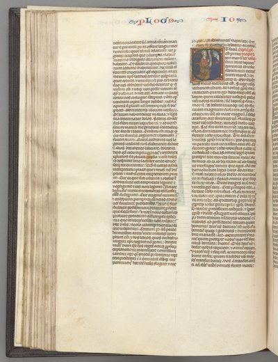 Fol. 76v, Josué, initiale historiée E, Josué avec un parchemin agenouillé devant Dieu, vers 1275-1300 - Unbekannt