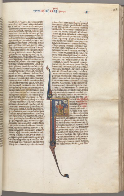 Fol. 98r, Rois I, initiale historiée F, Elkanah et Hannah agenouillés devant un autel..., vers 1275-13 - Unbekannt