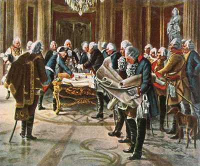 Frédéric le Grand tient un conseil de guerre avec ses généraux, août 1756, 1936 - Unbekannt