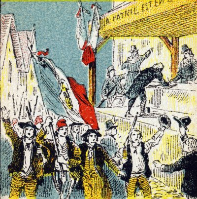 Révolution française : les corollaires volontaires des révolutionnaires. Gravure dans "Histoire de France". Série d
