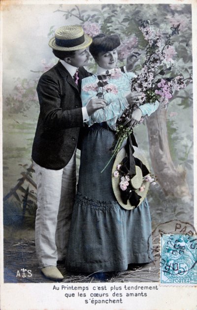 Carte postale romantique française, vers 1900 - Unbekannt
