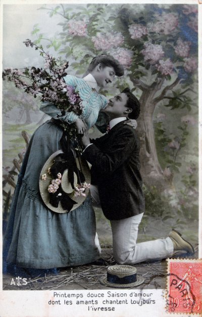 Carte postale romantique française, vers 1900 - Unbekannt