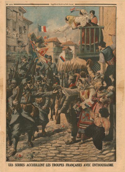 Les troupes françaises accueillies avec enthousiasme par les Serbes, 1915 - Unbekannt