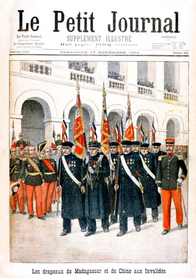 Anciens combattants français portant les drapeaux des campagnes de Madagascar et de Chine, 1901 - Unbekannt