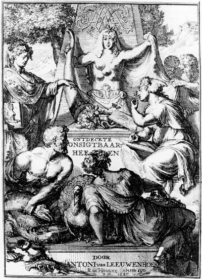 Frontispice de Ontledigen en Ondekkigen...Brieven par Anton van Leeuwenhoek, 1686 - Unbekannt
