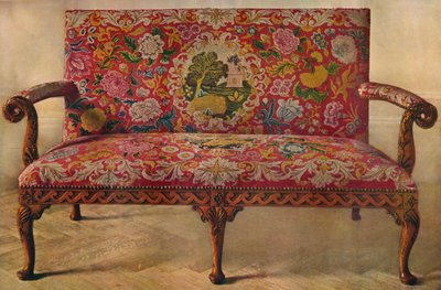 Canapé en bois fruitier avec broderie, début du XVIIIe siècle, 1929 - Unbekannt