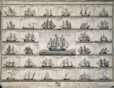 Gravure des navires de guerre et marchands qui naviguaient en Méditerranée - Unbekannt