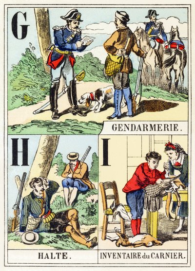 G H I : Gendarmerie, Halte, Inventaire du carnier - L