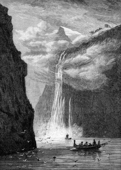 Fjord de Geiranger, avec la chute des Sept Sœurs, Norvège, 1882 - Unbekannt