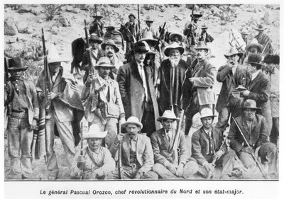 Général Pascual Orozco (1882-1915) et ses officiers, illustration de 