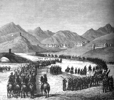 La division du général Ross traversant la rivière Logar pour rencontrer Sir Donald Stewart - Unbekannt