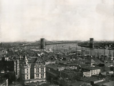 Vue générale montrant le pont de Brooklyn, New York, USA, 1895 - Unbekannt
