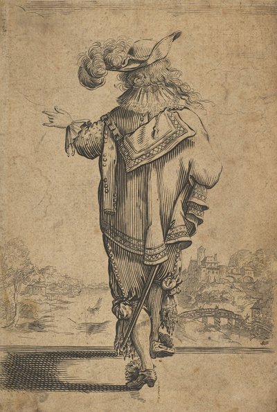 Gentilhomme Vu de Dos Indiquant un Paysage - Unbekannt