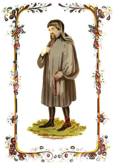 Geoffrey Chaucer, auteur anglais du 14ème siècle, poète, philosophe, bureaucrate et diplomate, vers 1850 - Unbekannt