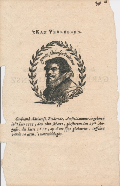 Gerbrand Adriaensz. Bredero 1585-1618 - Unbekannt