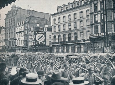 Infanterie allemande entrant à Bruxelles sous la pluie, 1914 - Unbekannt