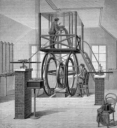 Géant galvanomètre dans le laboratoire de physique, Université Cornell, New York, USA, 1886 - Unbekannt