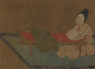Fille assise à un cadre de broderie, dynastie Ming, 15ème siècle - Unbekannt